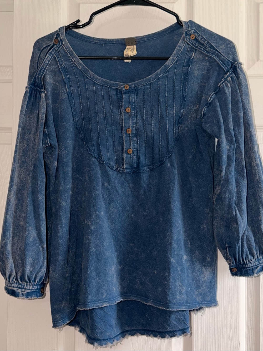 We The Free by Free People Acid Wash Bib/Henley Top